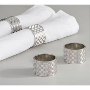 Modern Metal Napkin Ring Set, Luxury Woven Texture Silver Napkin Holder for Wedding, Event, Hotel, and Table Decor Napkin Ring - Product Image 1