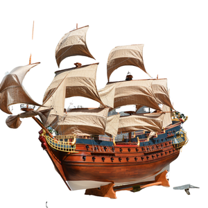 Modèle de bateau en bois Zeven Provincien L345, navire de guerre hollandais, artisanal, gravé, durable, décor nautique autoportant, musée, hôtel - Product Image 5