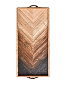 Bandeja de Servir de Madera Tejida a Mano de la India con Asas - Bandeja de Desayuno de Madera Natural Clara y Plato Decorativo para Cocina - Product Image 2
