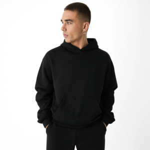 Conjunto Deportivo Negro con Capucha para Hombre, Pantalón Largo de Color Sólido con Bolsillos Laterales, Ropa Casual Transpirable, Estilo Otoñal - Product Image 3