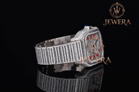 Reloj de Acero Inoxidable Mossinate de Primera Calidad, Elegante, Dorado y Plateado, con Cristal y Detalles de Diamantes Genuinos, Movimiento Mecánico para Hombre