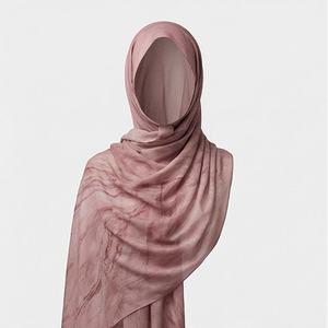 Nouvelle Tendance : Voile Élégant en Tissu Modal Doux à Imprimé Aquarelle de Luxe, Double Couture, Style Musulman Tendance - Product Image 1