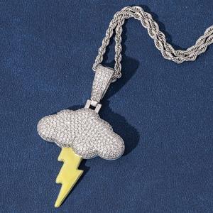 Colgante de Rayo Luminoso Icy Iced Out de Latón Chapado en Oro de 18K, Joyería de Moda, Collar de Nube para Mujer - Product Image 4