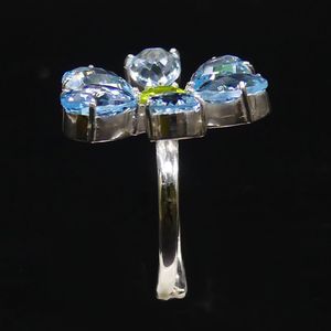 Anillo Clásico de Plata de Ley 925 con Topacio Azul y Peridoto, Joyería Plateada para Mujer, para Bodas - Product Image 4
