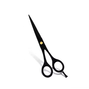 Tijeras Profesionales para Cortar Cabello, Negras, de Acero Inoxidable, Hoja Recta Afilada, para Barbería y Estilismo - Product Image 1