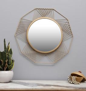 Modern Geometric Wall Mirror Round Metal <b>Frame</b> Decorative Home Accent Mirror 6mm Thickness - Product Image 6