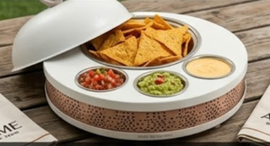 Deluxe Round Ceramic Casserole Food Warmer Stainless Steel Linings Laser Cut Copper Base Insulated Hot <b>Pot</b> Cover <b>Plastic</b> Handle - Product Image 4