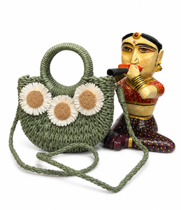 Bolso de Playa de Rafia Tejido a Mano de Lujo Personalizado con Diseño de Girasol y Margarita, Bolso de Hombro Cruzado de Media Luna con Correa para Mujer, Regalo de Verano - Product Image 3