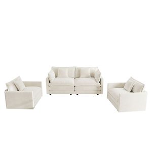 Set da Soggiorno Salvaspazio in 3 Pezzi Include 2 Poltrone e Divano a 2 Posti con Braccioli e Cuscini Decorativi di Ca - Product Image 4