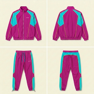 Ensemble de survêtement décontracté d'hiver pour homme, couleur vintage personnalisée, vert jaune, veste coupe-vent en spandex/coton, pantalon, ensemble 2 pièces - Product Image 2