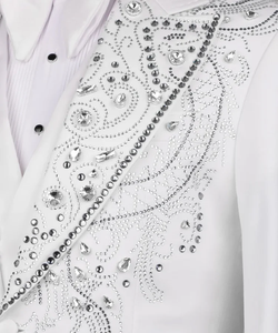 <b>Men</b>’s <b>White</b> Crystal Embroidered Wedding Suit <b>Jacket</b> – Designer Rhinestone Tuxedo Blazer for Groom & Party Wear - Product Image 4
