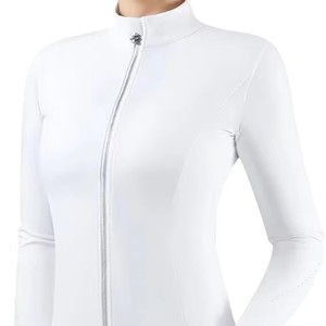 Women's Equestrian <b>Base</b> <b>Layer</b> Mesh Breathable Riding Top Regular Fit Button Closure Shirt <b>Long</b> <b>Sleeve</b> Horse Riding Tee Nylon - Product Image 4
