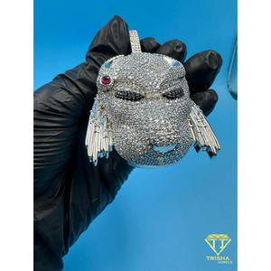 Colgante de Cabeza de Extraterrestre en Plata de Ley 925, Colgante de Extraterrestre de Ciencia Ficción, Joyería Hip Hop de Lujo, Amuleto de Extraterrestre Brillante - Product Image 4