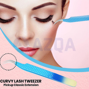 Professional Stainless Steel Multi Color Eyelash Extension Tweezers Set Straight Curved Volume Tip for <b>Lash</b> Styling & Extension - Product Image 3
