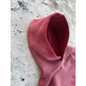 Sudadera con capucha de algodón grueso de alta calidad para hombre, con cremallera, color liso, efecto desgastado por el sol, lavado ácido personalizado, rasgada, vintage, desgastada, de forro polar, para invierno - Product Image 6