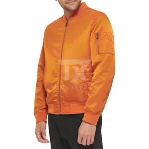 100% Polyester Slim Fit <b>Zip</b>-<b>Up</b> Men's Satin Bomber <b>Jacket</b>-Breathable Windproof Winter High Street Style - Product Image 5
