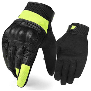Gants de moto chauds pour l'hiver, gants de vélo respirants en cuir, gants de moto perforés - Product Image 1