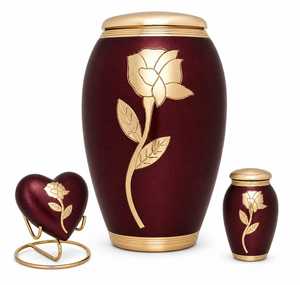 Antique Black Brass Cremation Urn Set of 3 for Human <b>Ashes</b> Adult <b>Keepsake</b> & Heart <b>Keepsake</b> - Product Image 2
