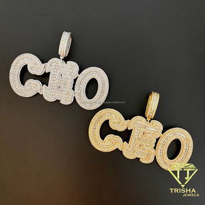 Collar con colgante de nombre personalizado, con piedras de moissanita, tono dorado, joyería hip hop para hombres y mujeres - Product Image 4