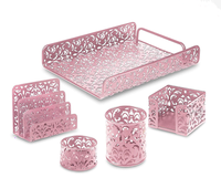 Schreibtisch-Organizer-Set im Ansprechenden Design mit 5 Bürozubehörteilen: Ablage, Briefsortierer, Stifthalter, Haftnotizen-Organizer