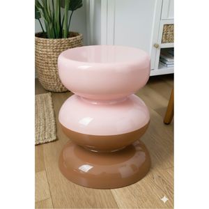 Modern Minimalist <b>Pink</b> and Brown Stacking Coffee Table Unique Round Accent Table Living <b>Room</b> Furniture Multi-Purpose Small Table - Product Image 1