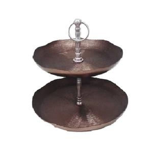 Support à gâteau rond en métal à 2 niveaux, design branches de fleurs, finition dorée, pour hôtel, mariage, anniversaire, présentation de gâteaux - Product Image 3