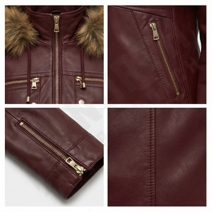 Pakistan 2025 veste en cuir d'hiver pour femmes casquette de fourrure attacher avec veste Logo personnalisé vestes en cuir pour dames en cuir personnalisé - Product Image 4