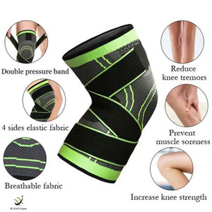 Genouillères réglables pour perfectionnistes, respirantes, en polyester, unisexes, protection multi-sports, noir/vert - Product Image 4