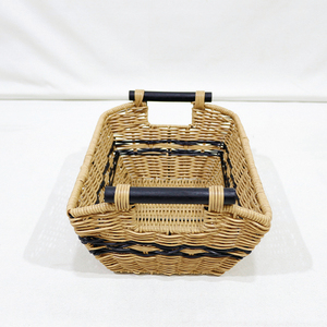 Top Rated Rectangle <b>Plastic</b> Synthetic Woven Eco-Friendly Storage Tray Lightweight Sturdy Iron Frame Desktop <b>Basket</b> - Product Image 4