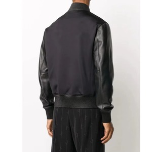 Chaqueta Bomber de Cuero PU Negra para Hombre, Cuello Alto, Cierre de Botones, Corte Regular Informal, para Otoño, Color Sólido - Product Image 2