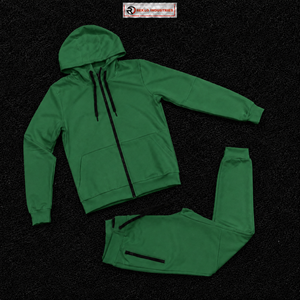 Conjunto Deportivo Verde para Hombre con Capucha, Sudadera y Pantalones de Color Sólido con Cierre Completo, Corte Regular, Ropa Casual de Otoño, Moda Urbana - Product Image 5