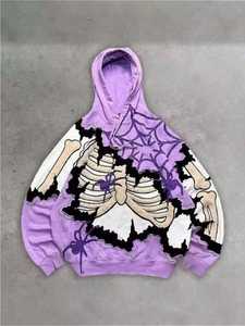 Sudadera con Capucha Oversize de Algodón Grueso Negro con Paneles de Corte y Costura con Patrón de Llama, Estilo Urbano, Gráfica, Calidad Premium, Venta al por Mayor - Product Image 6