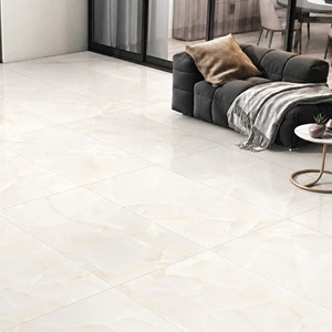 Baldosa de Porcelana Pulida con Aspecto de Mármol Crema, Antideslizante, Adhesiva, de 600x1200 mm, para Uso en Interiores de Salas de Estar de Villas y Hoteles - Product Image 1