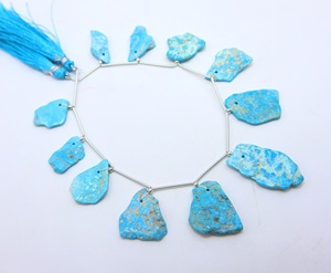 Perles de turquoise naturelle d'Arizona, 11 pièces, brutes et lisses, pour la fabrication de bijoux - Product Image 3