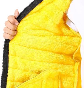 Chaqueta Acolchada Ligera con Capucha para Hombre, Color Amarillo, Cierre de Cremallera, Informal, Cálida, Resistente al Viento, 100% Plumón, Relleno de 200g-250g - Product Image 3