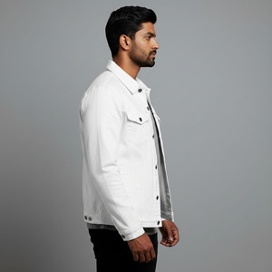 High Quality Loose Fit Turn down Collar white Denim Jacket <b>Man</b> 100% Cotton winter casual wear button up <b>men's</b> denim jacket - Product Image 6