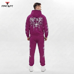 Survêtement imprimé pour homme, tendance hiver, à capuche, décontracté, uni, 100% coton, tissu confortable, prix abordable - Product Image 2