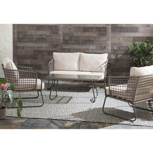 Ensemble de jardin en rotin confortable de 4 pièces avec coussins doux Groupe de sièges de canapé - Product Image 2