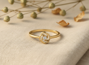 Anillo de Compromiso de Lujo con Diamante Redondo Cultivado en Laboratorio y Flor de Oro Sólido de 10K, para Mujer, Regalo de Boda - Product Image 5