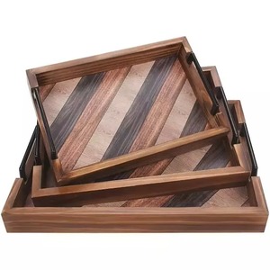 Bandeja de servir rectangular de madera negra, diseño minimalista, plato duradero de madera maciza para mesa de comedor - Product Image 4