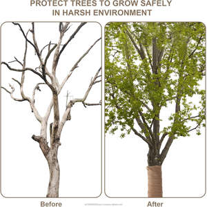 Enveloppes de protection pour arbres en toile de jute 100 % naturelle, 7,8 po x 39,4 pi, écologiques, protection contre les gelées hivernales, couvre-corps d'arbre - Product Image 2