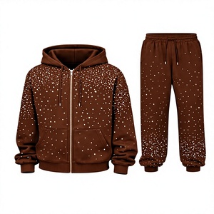 Streetwear Manufacturers Custom <b>Men's</b> Zip up Rhinestone Jogger Acid Wash Hoodie and Sweatpants Set Tracksuit <b>Sweat</b> <b>Suit</b> <b>Men</b> - Product Image 1