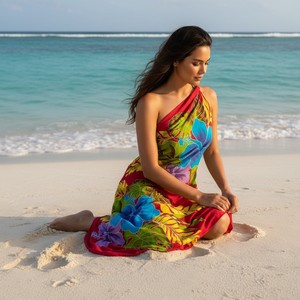 Tenue de plage décontractée pour femmes, paréo de bain grande taille, tissu doux, confortable et élégant, jupe de plage ajustable avec lien - Product Image 4