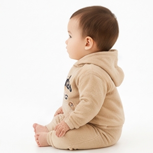 Sudadera con Capucha para Bebé con Estampado de Panda, Sudadera Beige para Bebé, Sudadera con Capucha de Forro Polar, Manga Larga, Bolsillo Tipo Canguro, Ropa de Invierno Unisex para Bebé - Product Image 5