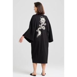 Robe kimono longue en satin noir pour femme, style minimaliste, robe de détente - Product Image 3