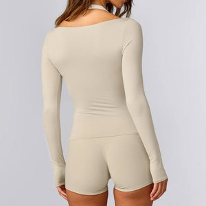 High Quality 2026 Customized Compression Solid Color Wide Shoulder Neck Long Sleeve <b>Thumb</b> Hole <b>Cuffs</b> Design Summer Shirt - Product Image 6