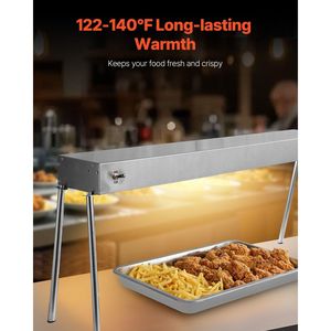 Commercial 750W Stainless Steel Electric Strip Heater Light <b>Hanging</b> Food Heat Lamp Warmer for Warming & Holding Equipment - Product Image 2