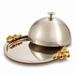 Premium Quality Silver Chocolate Server with <b>Glass</b> Dome for Restaurant Hotels Weddings & Event Custom Sizes & Colors Available - Product Image 2