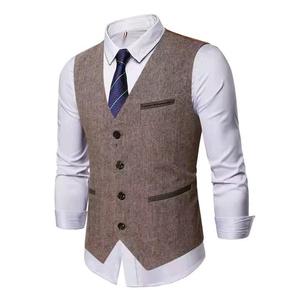 Low Price New Autumn Men's Slim Cotton Eco-Friendly Formal Vest Vest Casual <b>Sleeveless</b> Formal Business - Product Image 3