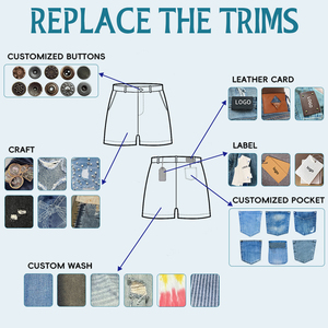 กางเกงขาสั้นยีนส์ทรงหลวมสไตล์วินเทจสำหรับผู้ชาย เอวกลาง ผ้าถักฟอกสี  รับผลิตแบบ OEM/ODM - Product Image 5